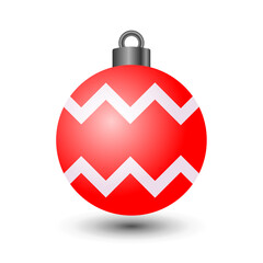 red christmas ball, new year ornaments, vector illustration 