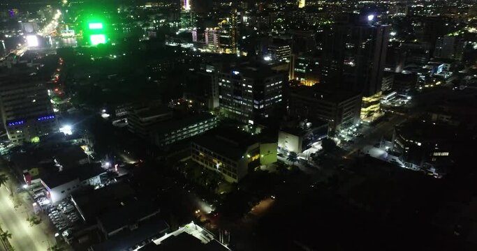 Night Aerial drone, victorial island, lagos nigeria