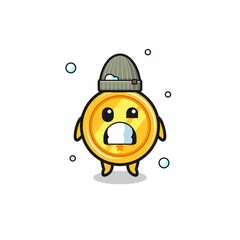 cute cartoon medal with shivering expression