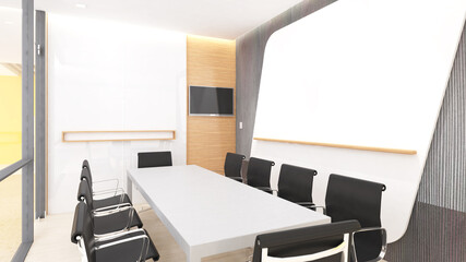 meeting room in office,conference room with furniture,board for mock up,3d rendering