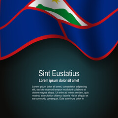 Flag of Sint Eustatius flying on dark background with text
