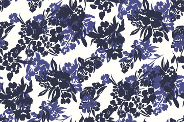 Feminine monochrome seamless pattern with lace pattern of flowers.