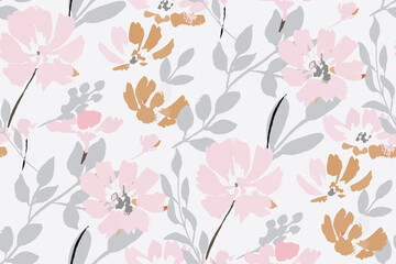 delicate beautiful feminine seamless pattern with wildflowers