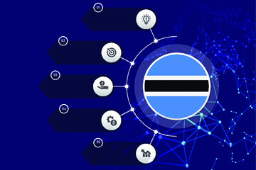 Fototapeta premium Botswana circle flag with business infographic flat