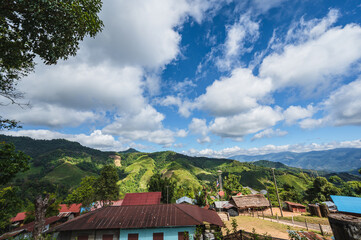 Beautiful mountain view and small Village at nan province.Nan is a rural province in northern Thailand bordering Laos