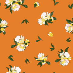 Fototapeta na wymiar Lovely seamless pattern with exotic magnolia