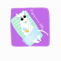 Peggy the Bull Terrier Series. Bull Terrier Peggy is lying on the beach