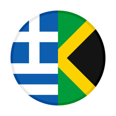 round icon with greece and jamaica flags. vector illustration isolated on white background