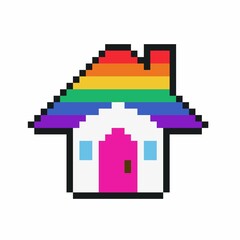 A House with Rainbow Roof (Pixelated)