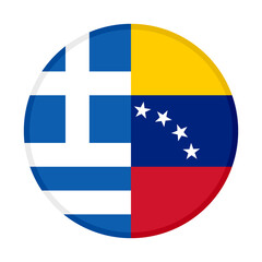 Obraz premium round icon with greece and venezuela flags. vector illustration isolated on white background