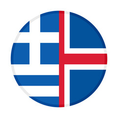 Obraz premium round icon with greece and iceland flags. vector illustration isolated on white background