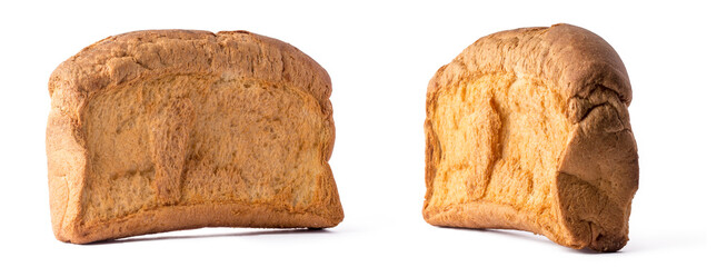 roast bread, set of thin and crusty bread variety made with fermented dough in different angles, isolated in white background, collection