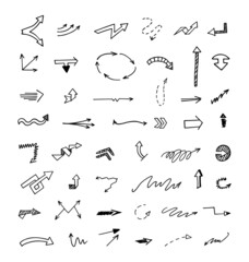 Vector set of hand-drawn arrows, elements for presentation