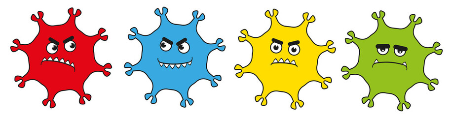 virus character medicine set vector illustration