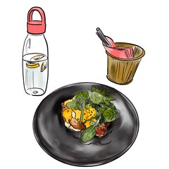 View on a table with a lunch 
