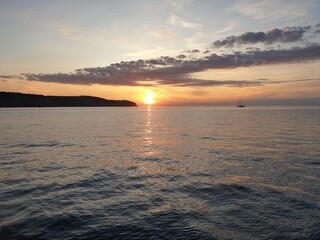 Obraz premium Sunset on the Adriatic Sea in Izola (Slovenia