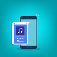 Media player. Mobile music player vector icon illustration flat design.