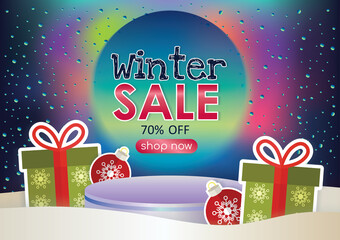 winter season sale specail offer sale product display and background