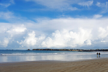 Town of Saint-Malo, a touristic icon in Brittany, seascape