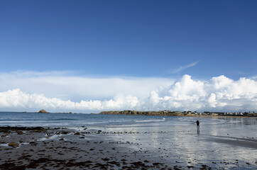 Town of Saint-Malo, a touristic icon in Brittany, seascape