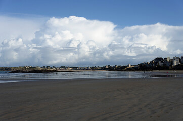 Town of Saint-Malo, a touristic icon in Brittany, seascape