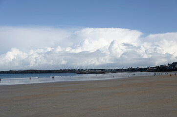 Town of Saint-Malo, a touristic icon in Brittany, seascape