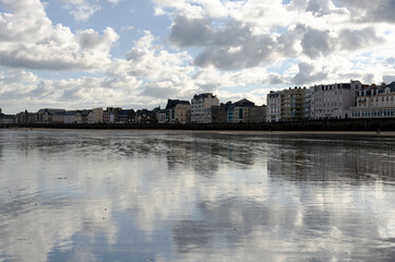 Town of Saint-Malo, a touristic icon in Brittany, seascape