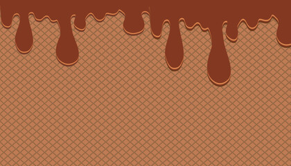 dark chocolate is melting on the wafer surface. It’s looking yummy. A template for sweet menu or advertising commercial.