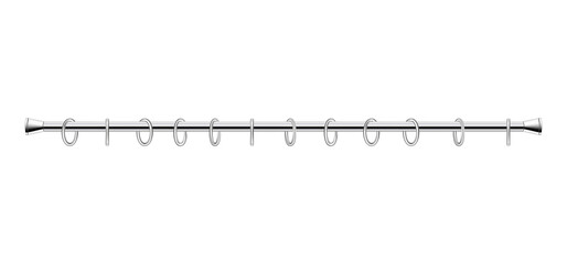 Vector metal curtain rod with rings for curtains, realistic cornice for design.