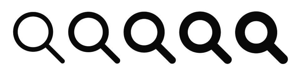 Search icon. Magnifying glass icon, vector magnifier or loupe sign.