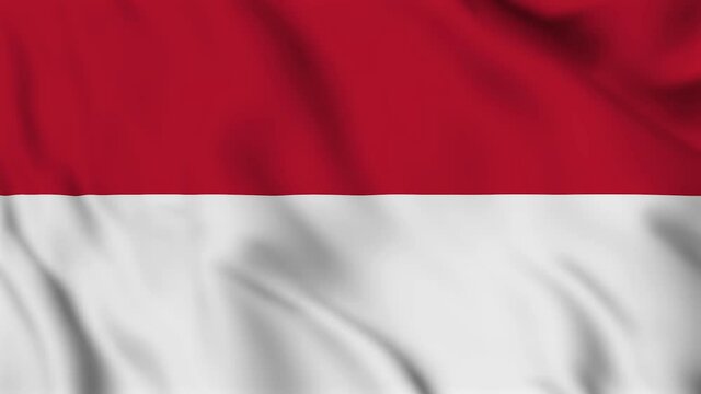 Indonesian flag waving footage Full 4K. Realistic Indonesian Flag background. Indonesia Flag Looping Closeup Full 4K 3840x2160 footage. Indonesian country flags Full 4K. 17 August 1945