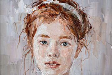 Art painting. Portrait of a girl with red hair is made in a classic style.