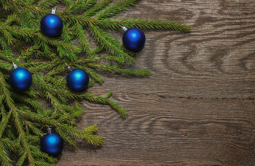 christmas tree on a wooden brown background