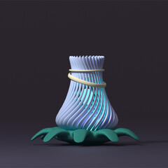 The blue bud of a fantastic flower. 3D.