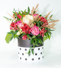 bouquet of flowers in a basket