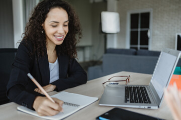 young business woman make note and work in the office