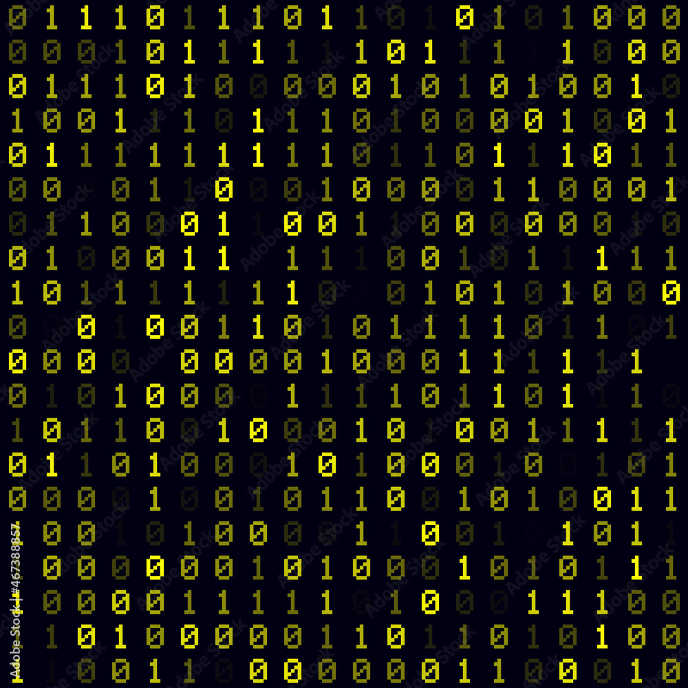 Poster digital background featuring a yellow filled binary pattern. a seamless and astonishing vector illus