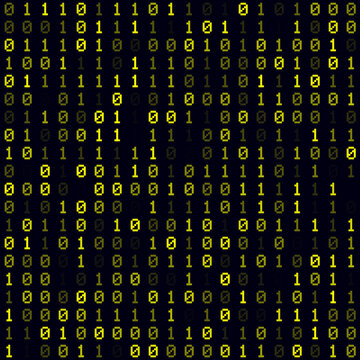 Digital background featuring a yellow filled binary pattern. A seamless and astonishing vector illustration.