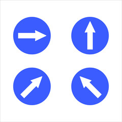 Road Sign Arrows in Blue Color Round Background