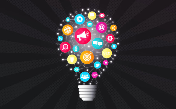Marketing Campaign Concept - Digital Marketing Ideas Illustration