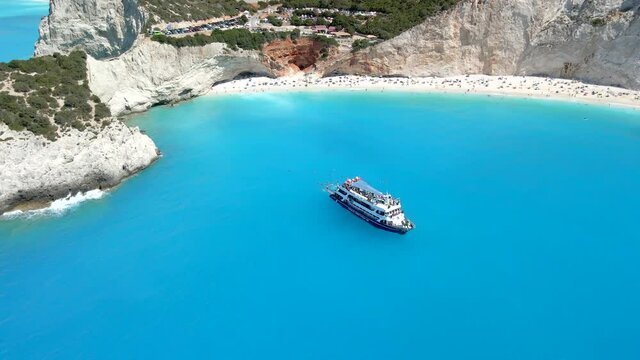 aerial view of porto katsiki beach greece vacation