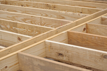 Floor joists made of heavy lumber on new construction - obrazy, fototapety, plakaty
