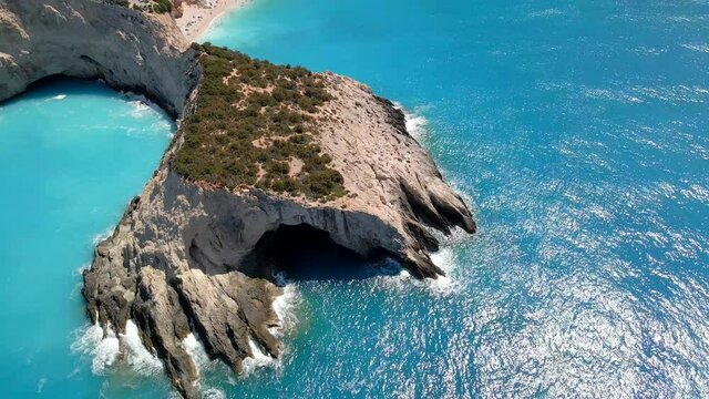 aerial view of porto katsiki beach greece vacation