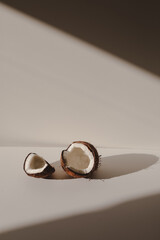fresh coconut shell isolated on white background.