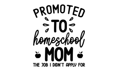 Vector Home School calligraphy lettering on isolated background. Studying at home online. Illustration education emblem, Design Card Cover Sign School Quotes Mom Teacher