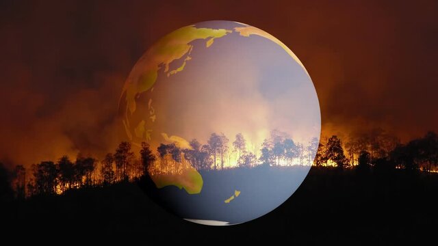 3D rendering of Climate change and Global warming is a driver of global wildfire trends.