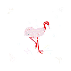 crane bird cartoon vector illustration