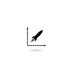 Business Launch rocket glyph icon with shadow