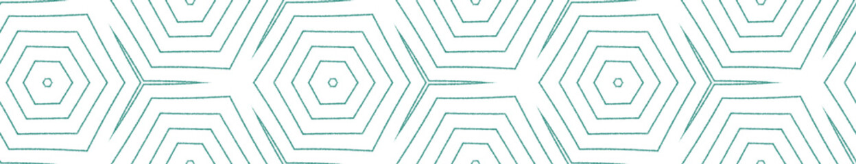 Exotic seamless border. Turquoise symmetrical