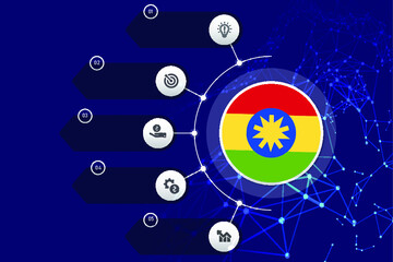Ethiopia circle flag with business infographic flat